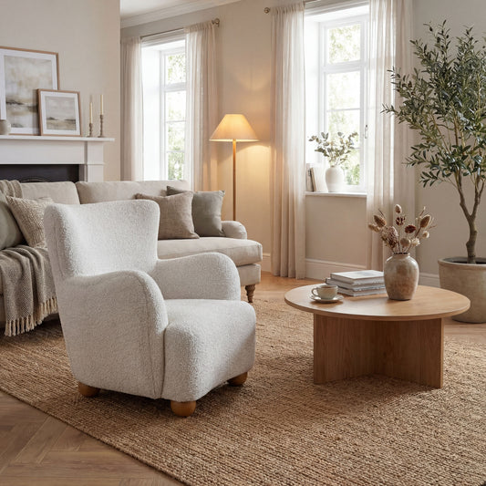Avery Bouclé Accent Chair - Industrious Decor