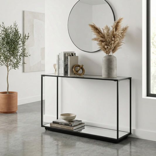 Luca Glass Console Table - Industrious Decor