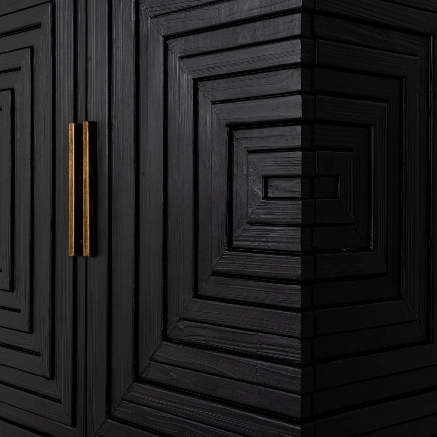 Art Deco Geometric 2 Door Cabinet - Black and Gold - Industrious Decor