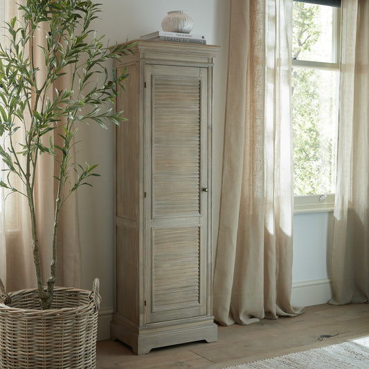 Louvred Shutter Tall Cabinet - Natural Oak - Industrious Decor