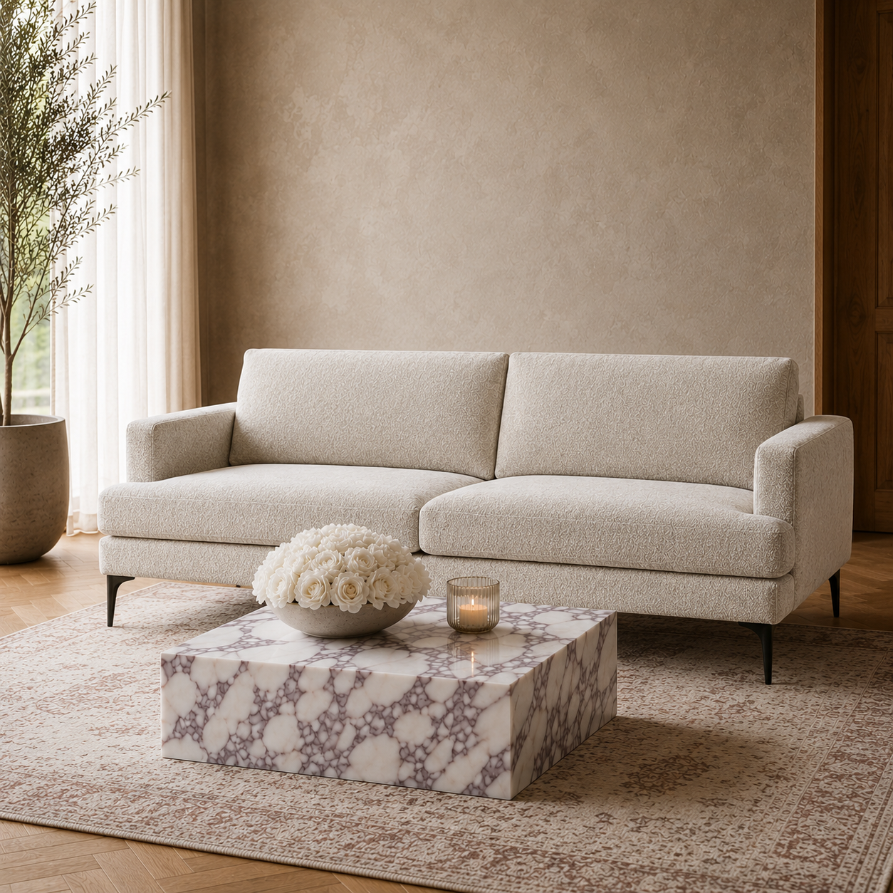Calacatta Viola Faux Marble Coffee Table — Rectangle - Industrious Decor