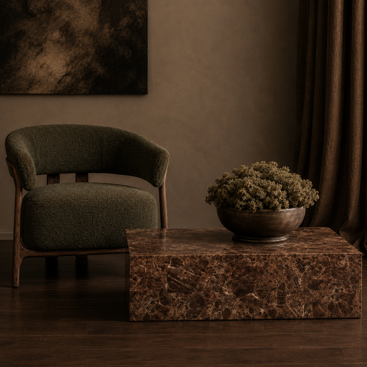 Brown Emperador Faux Marble Coffee Table - Industrious Decor