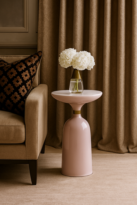 Blush Glass Pedestal Cocktail Table