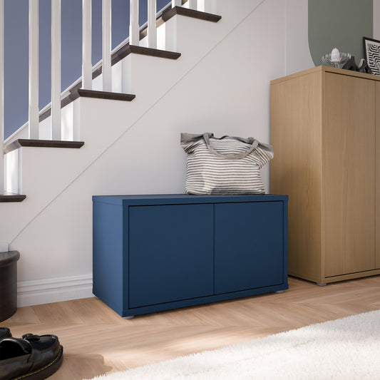 Bloc 2 Door Storage Bench in Night Blue - Industrious Decor