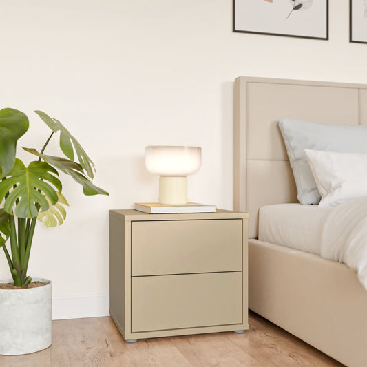 Bloc 2 Drawer Low Bedside Cabinet in Butter Yellow - Industrious Decor