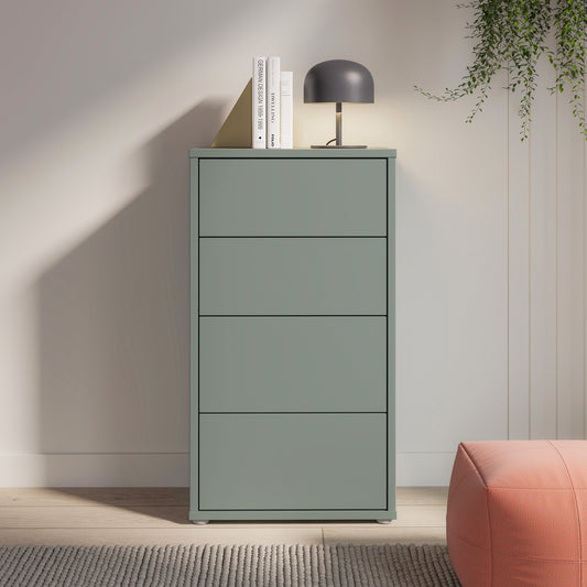 Bloc Tall 4 Drawer Chest in Sage Green - Industrious Decor