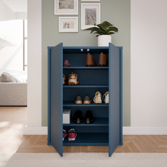 Bloc 2 Door Shoe Cabinet in Night Blue - Industrious Decor