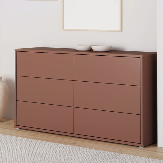 Bloc 6 Drawer Wide Chest in Terracotta - Industrious Decor