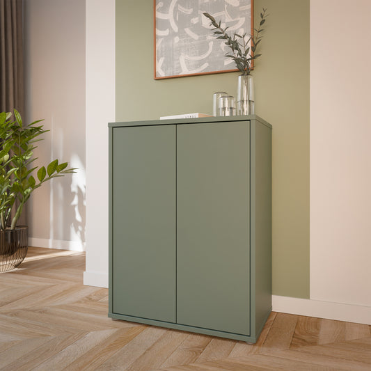 Bloc Tall 2 Door Cupboard in Sage Green - Industrious Decor