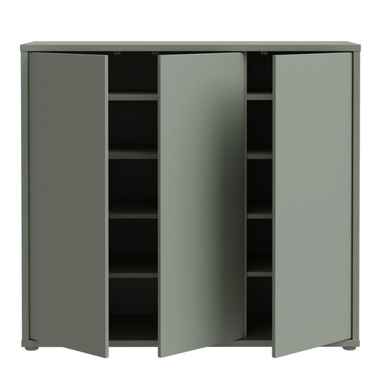 Bloc 3 Door Shoe Cabinet in Sage Green - Industrious Decor