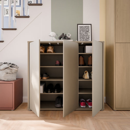 Bloc 3 Door Shoe Cabinet in Taupe - Industrious Decor