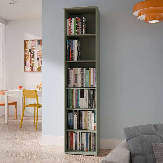 Bloc Tall Narrow Bookcase in Sage Green - Industrious Decor