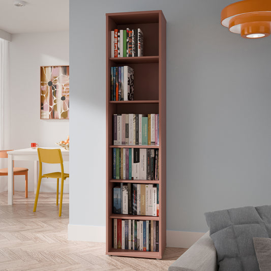 Bloc Tall Narrow Bookcase in Terracotta - Industrious Decor
