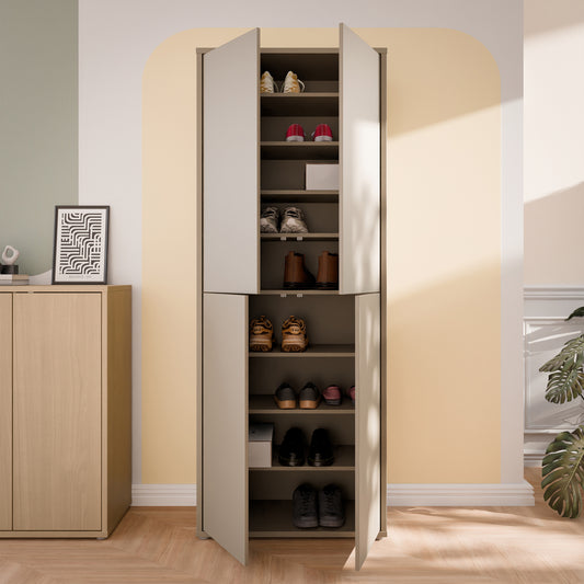 Bloc Tall 4 Door Shoe Cabinet in Taupe - Industrious Decor