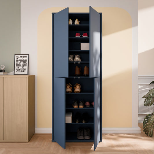 Bloc Tall 4 Door Shoe Cabinet in Night Blue - Industrious Decor