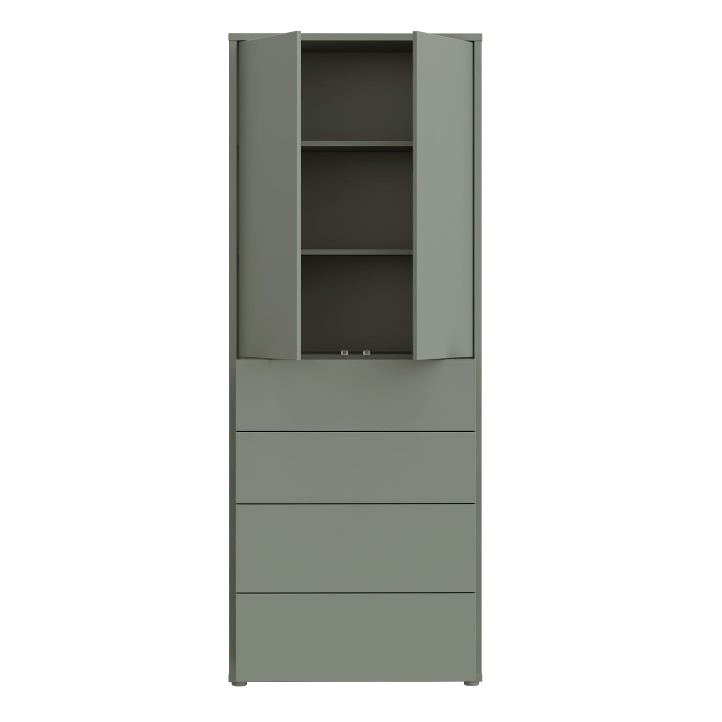 Bloc Tall Storage Cabinet with Drawers in Sage Green - Industrious Decor