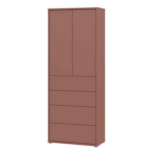 Bloc Tall Storage Cabinet with Drawers in Terracotta - Industrious Decor