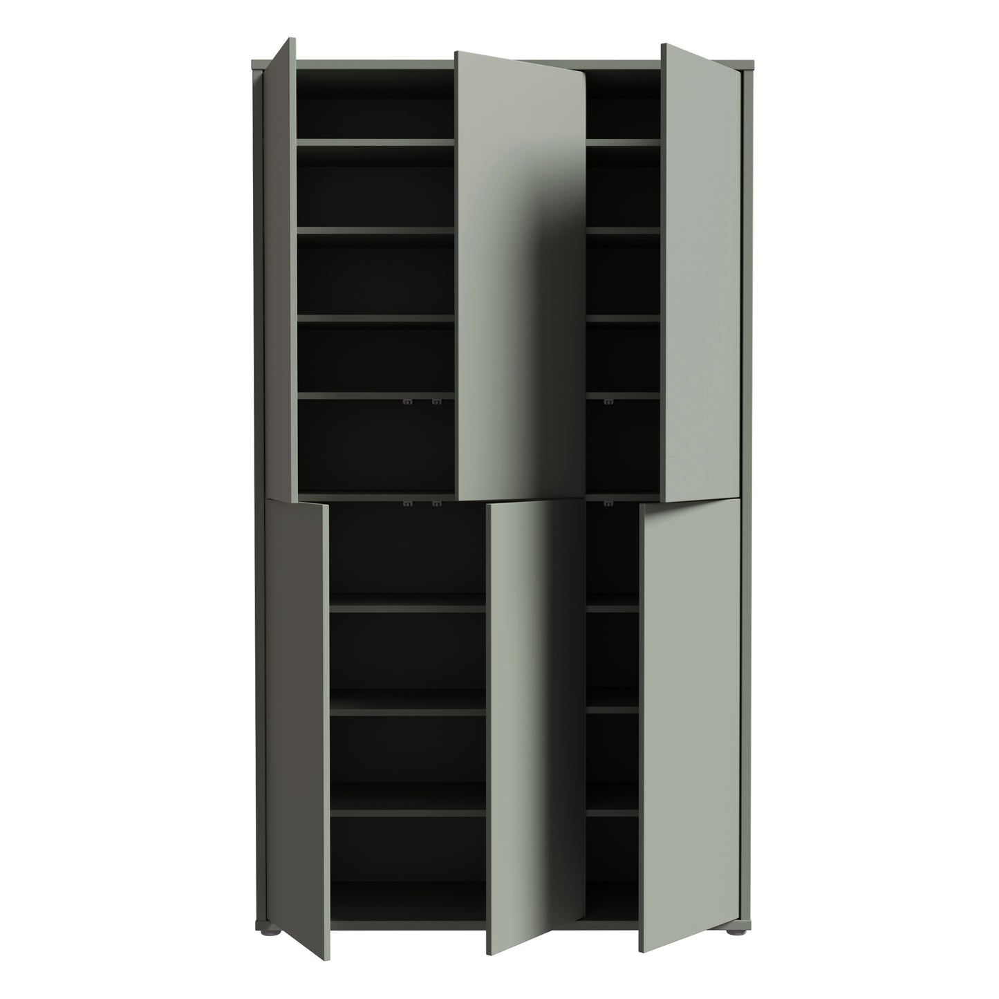 Bloc Tall 6 Door Shoe Cabinet in Sage Green - Industrious Decor