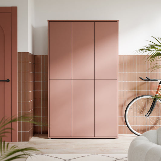 Bloc Tall 6 Door Shoe Cabinet in Terracotta - Industrious Decor