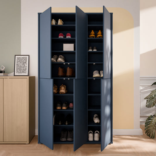 Bloc Tall 6 Door Shoe Cabinet in Night Blue - Industrious Decor