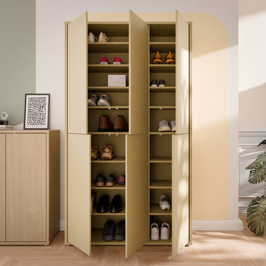 Bloc Tall 6 Door Shoe Cabinet in Butter Yellow - Industrious Decor