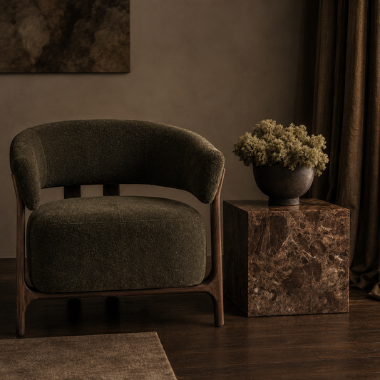 Brown Emperador Faux Marble Side Table - Industrious Decor