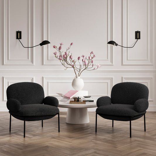Floss Accent Chair - Black Boucle with Metal Legs - Industrious Decor