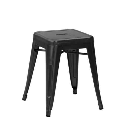 French Bistro Low Stool | 25 RAL Colours | Gun Metal | Matt Black | In Stock Matt Black — In Stock - Industrious Decor