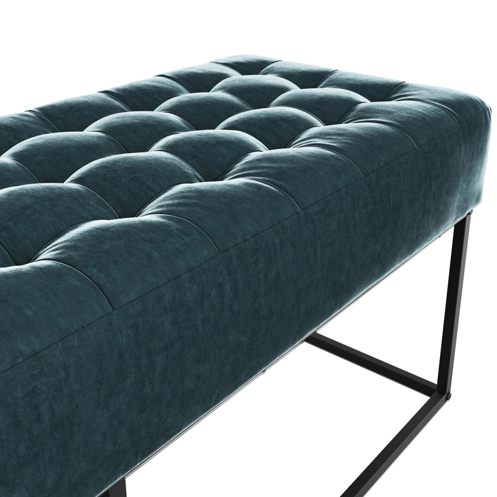 Hoxton Bench Teal Chenille - Industrious Decor