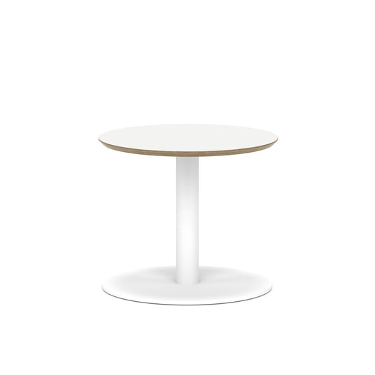 Arlo Round Coffee Table – Disc Base – White White 600 475 - Industrious Decor