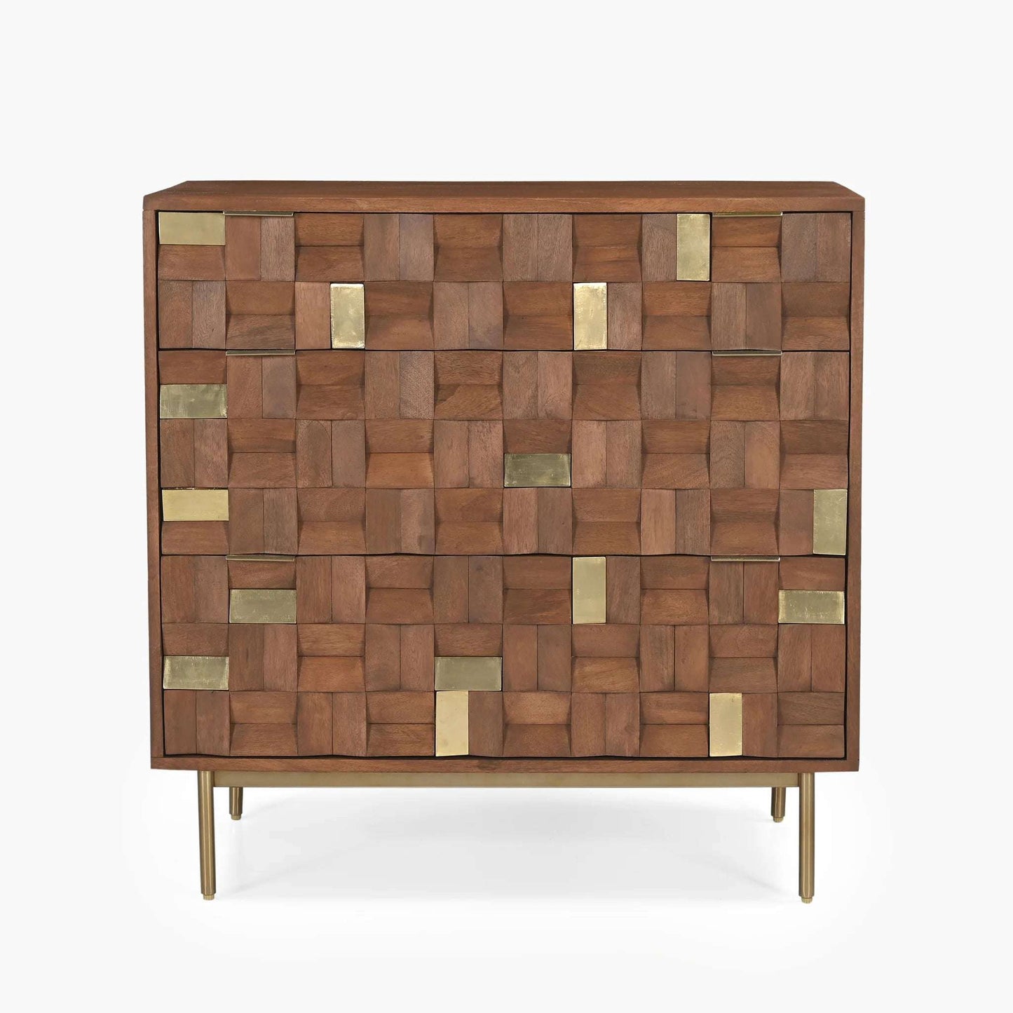 Brass and Wooden Chest of Drawers