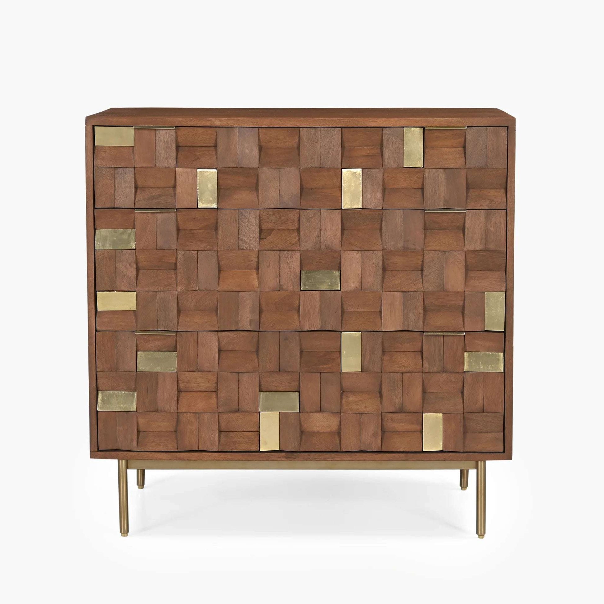 Brass and Wooden Chest of Drawers