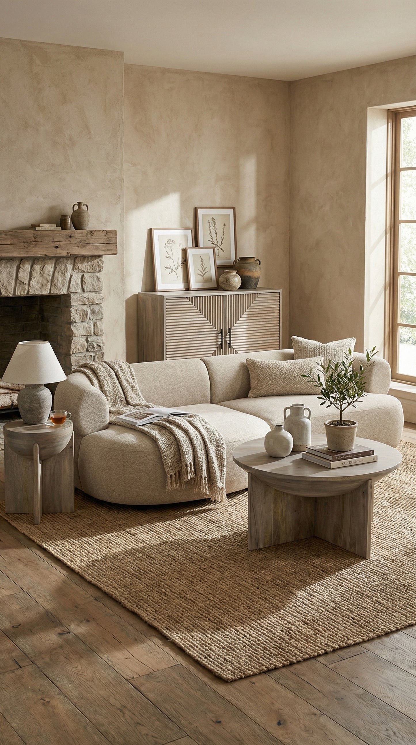 Weathered Oak Round Coffee Table - Industrious Decor