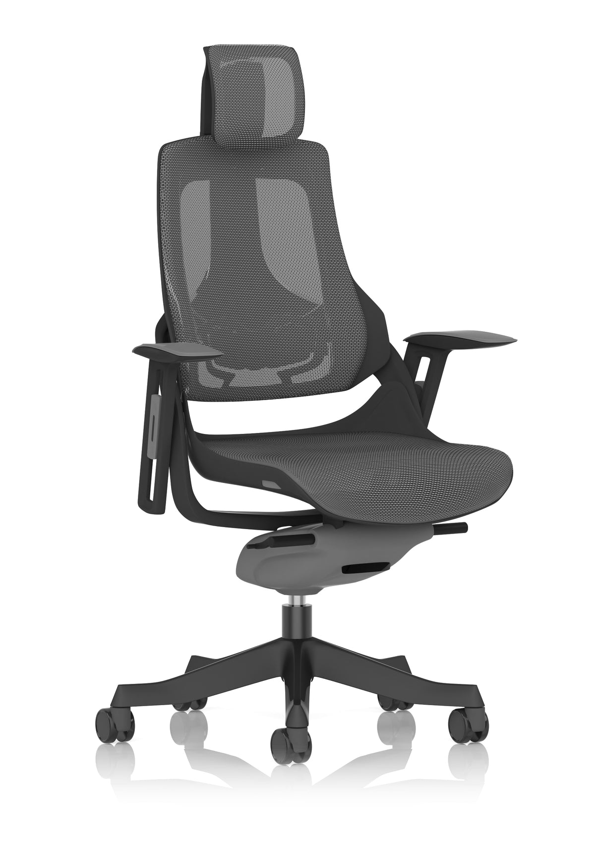 Nettlebed High Back Black Shell Executive Office Chair with Arms Charcoal Mesh Black With Headrest - Industrious Decor