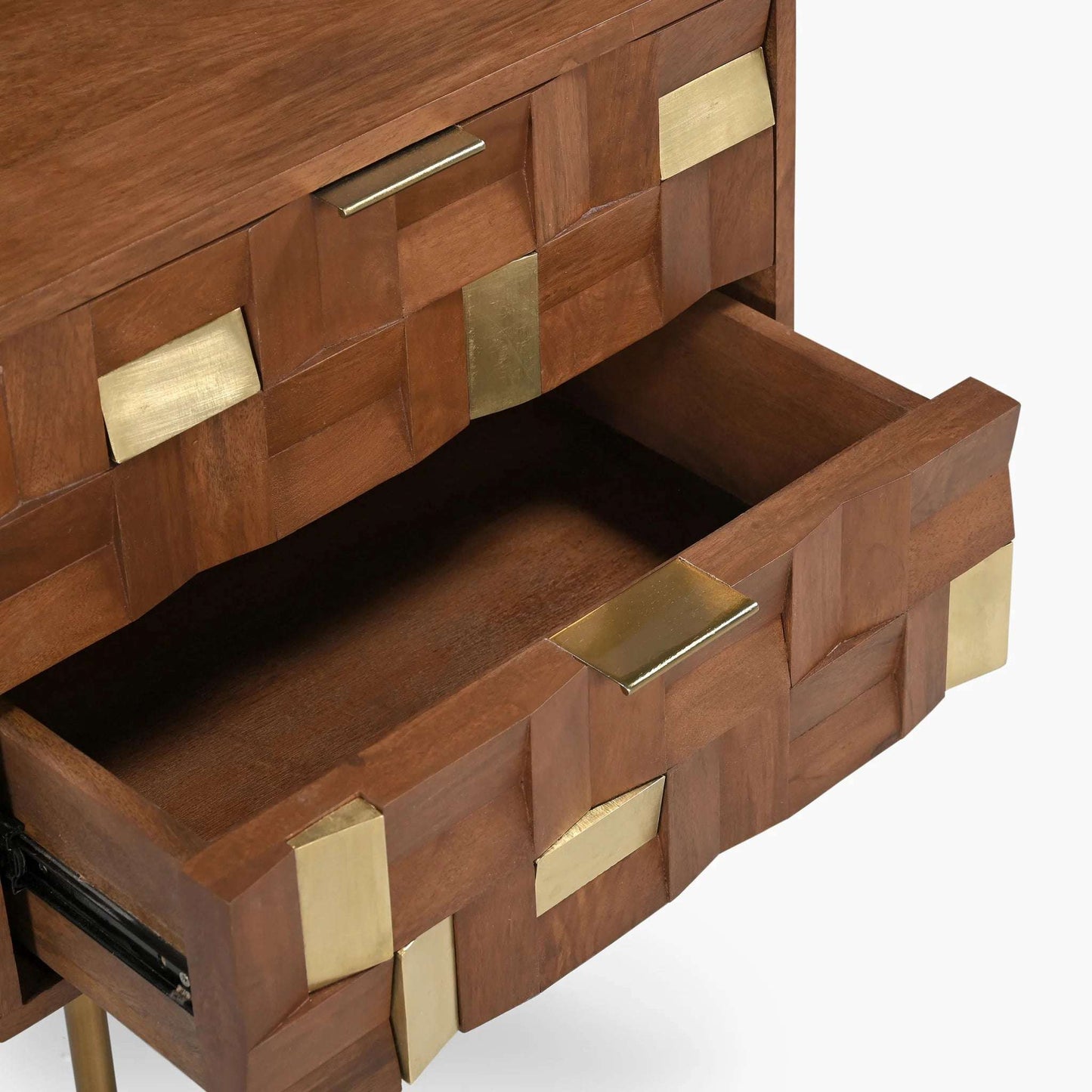 Brass and Wooden Block Bedside