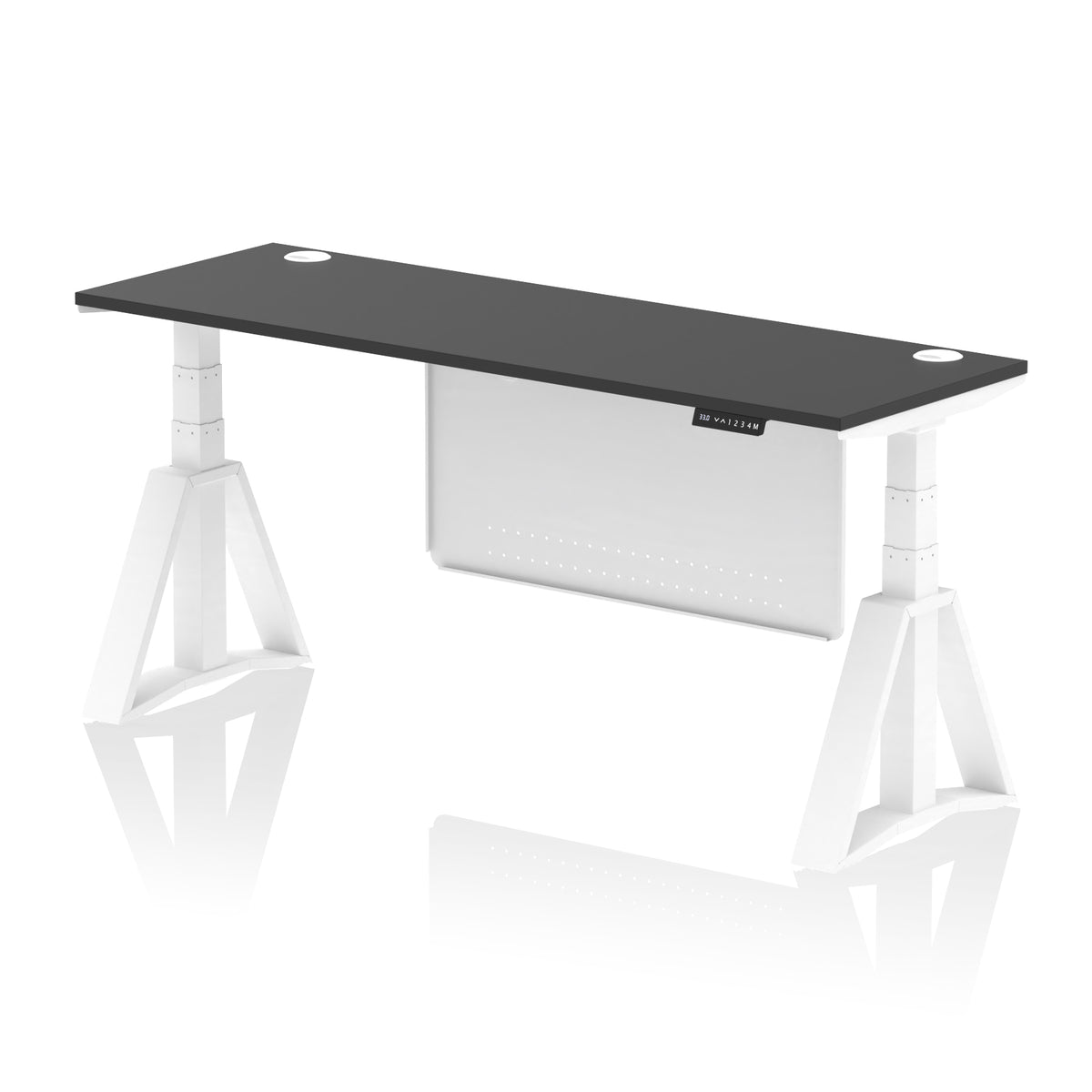 Air Piste Slimline Height Adjustable Desk 1800 Black White - Industrious Decor