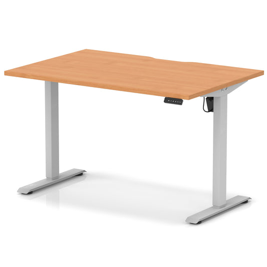 Air Lite Height Adjustable Desk With Scalloped Edge 1200mm Beech Silver - Industrious Decor