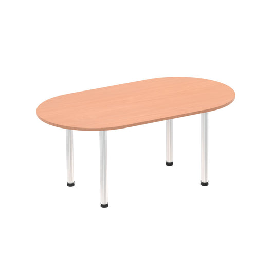 Impulse Boardroom Table With Post Leg Beech 1800 Aluminium - Industrious Decor