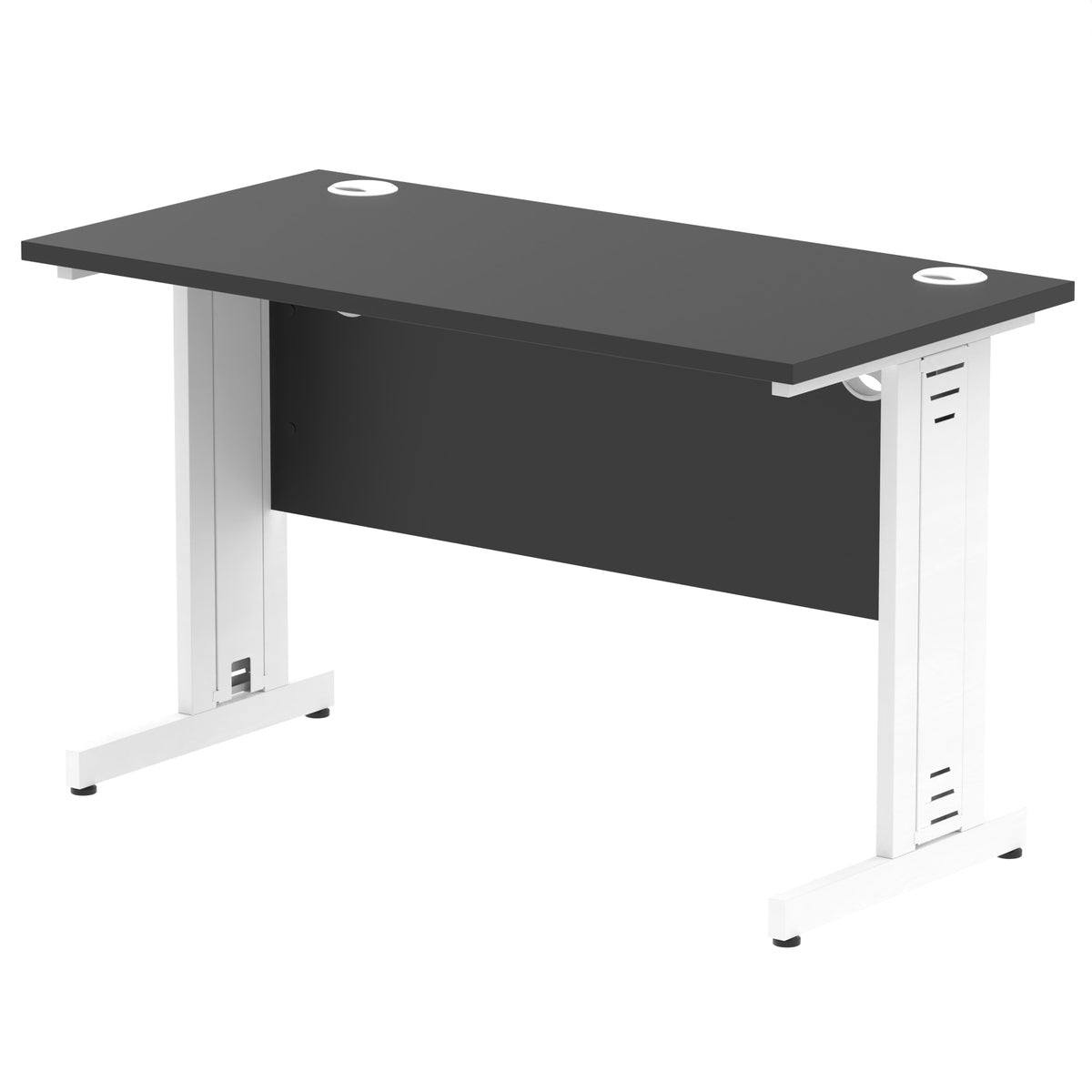 ID Workplace Slimline Cable Managed Desk – 1200mm Black White - Industrious Decor