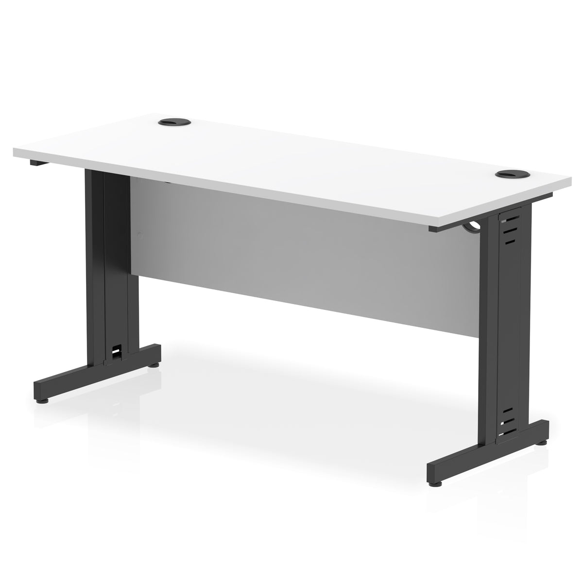 ID Workplace Slimline Cable Managed Desk – 1400mm White Black - Industrious Decor