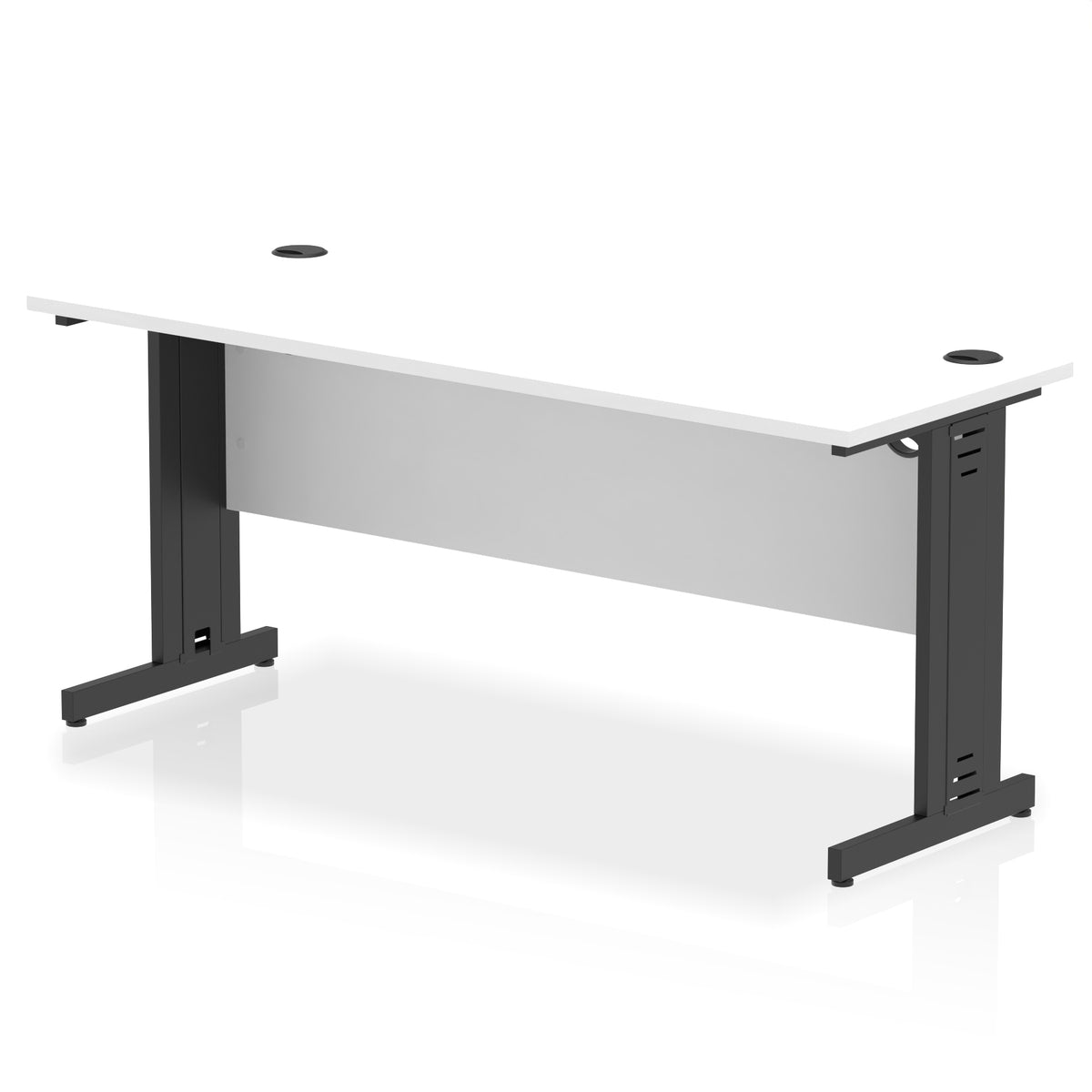 ID Workplace Slimline Cable Managed Desk – 1600mm White Black - Industrious Decor