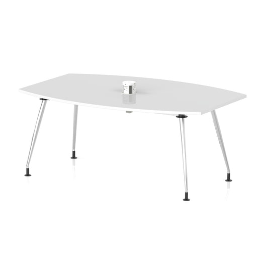 High Gloss Volta Writable Boardroom Table With Pop-up Power Module White 1800mm - Industrious Decor
