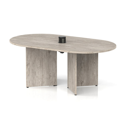 Impulse Volta Boardroom Table With Pop-up Power Module Arrowhead Leg Grey 1800mm Black - Industrious Decor