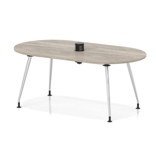 Impulse Volta Boardroom Table With Pop-up Power Module With Silver Leg Frame Grey Oak 1800mm - Industrious Decor