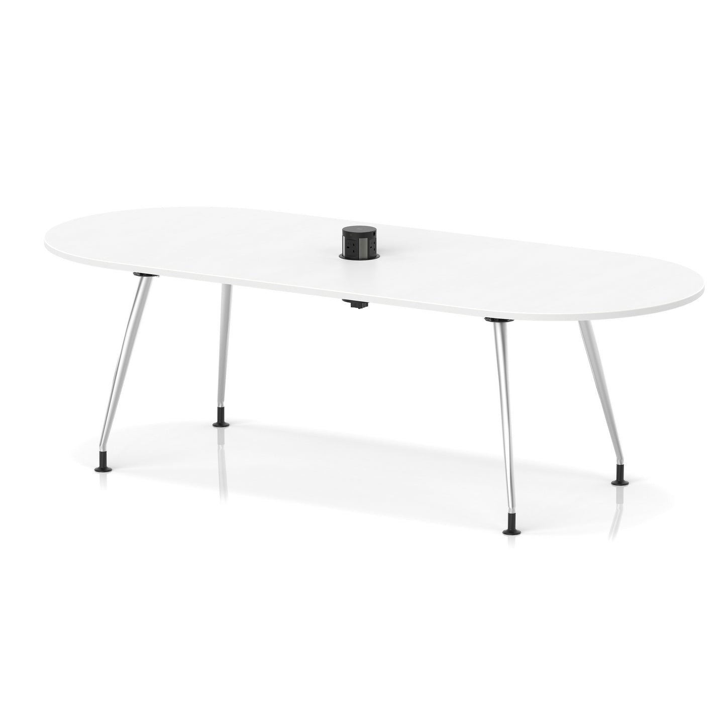 Impulse Volta Boardroom Table With Pop-up Power Module With Silver Leg Frame White 2400mm - Industrious Decor