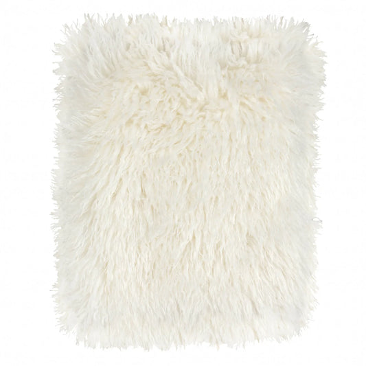 Luxe Ecru Faux Fur Throw Blanket