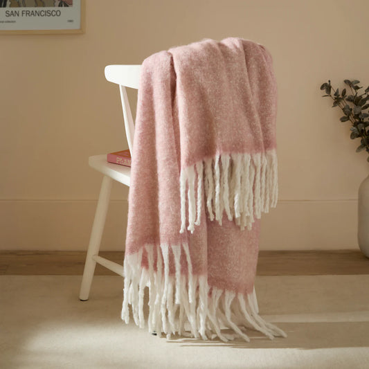 Blush & Cream Luxe Ombre Throw Blanket