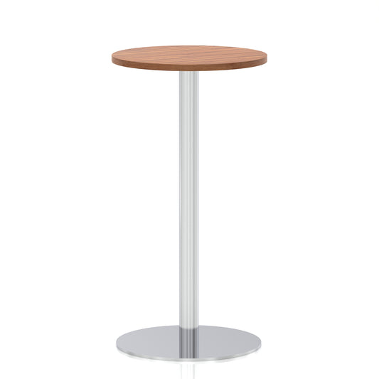 Arlo Round Poseur Table – Silver Base Walnut 600 1145mm - Industrious Decor