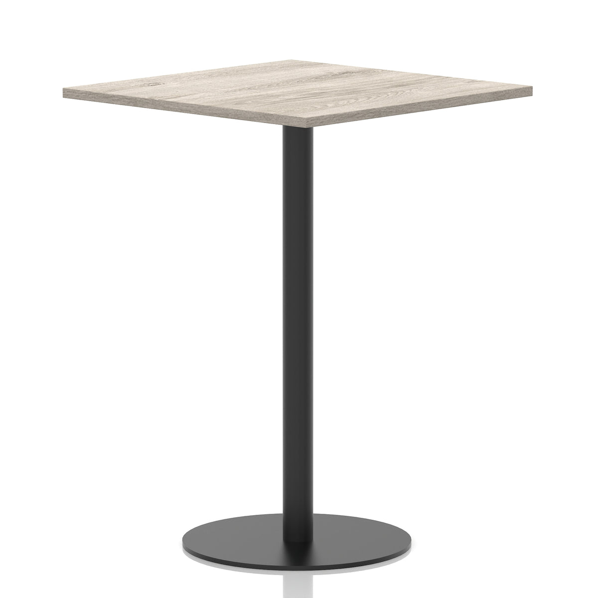 Arlo Square Poseur Table – Black Base Grey Oak 1000 1145mm - Industrious Decor