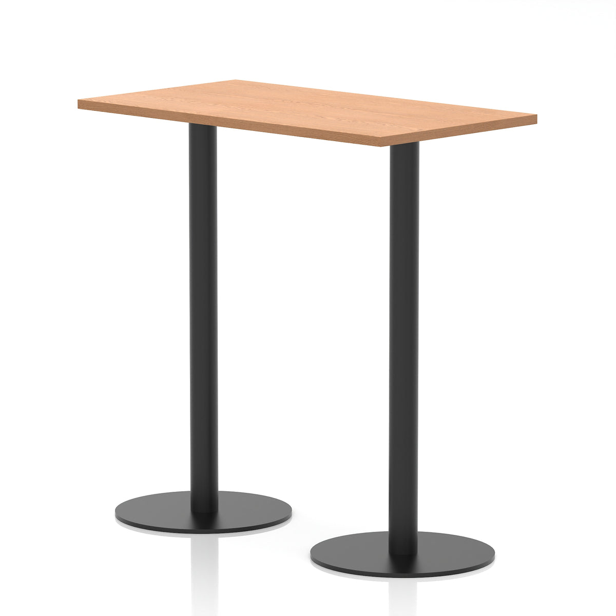 Arlo Slimline Rectangular Poseur Table – Black Base Oak 1200 1145mm - Industrious Decor